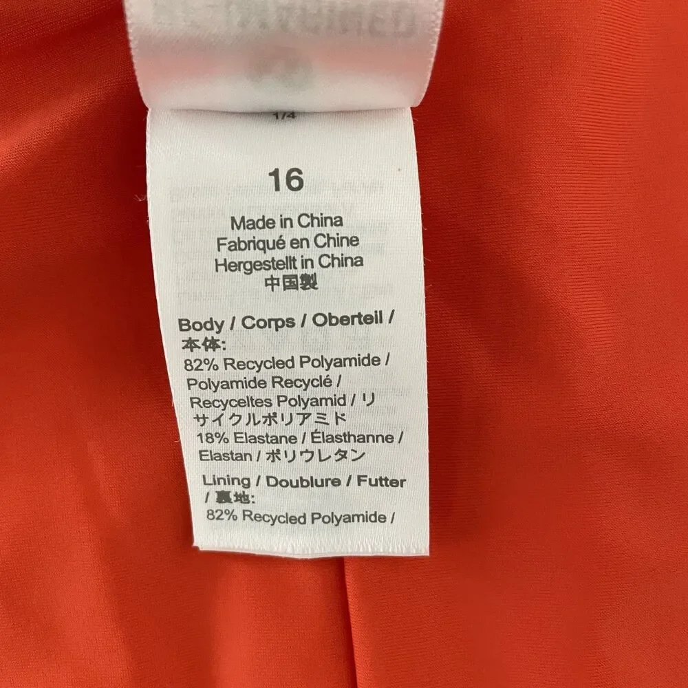 J.Crew One Piece Swimsuit Striped Pink Orange Square Neck Size 16 Reversible